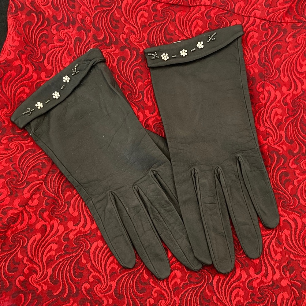 Leather gloves.